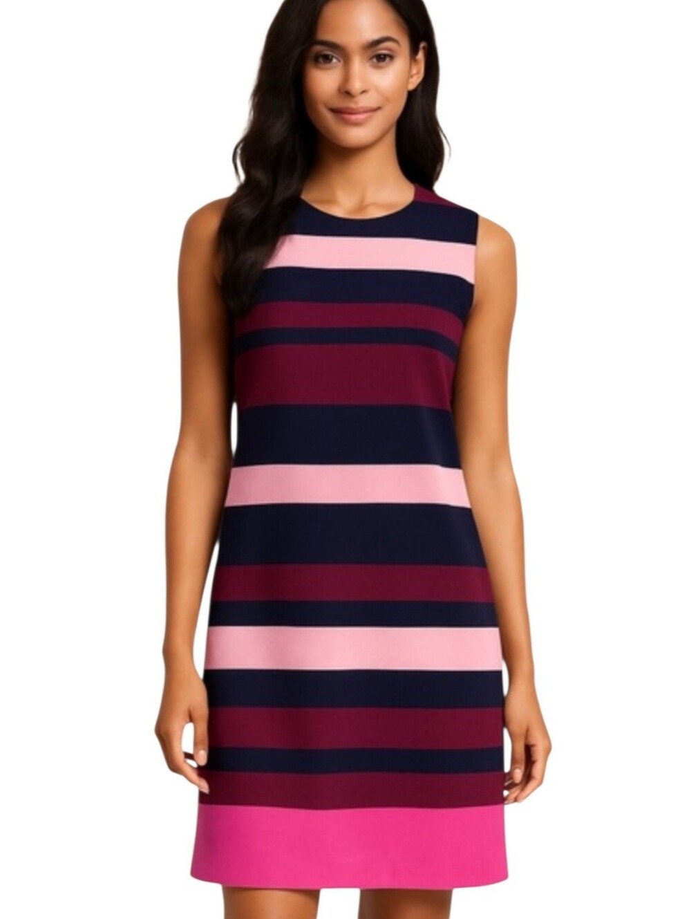 Ann Taylor Pink & Purple Sleeveless Striped Shift Dress Size 10 Petite